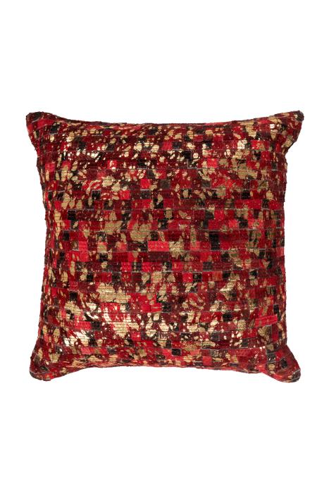 45x45 Deko-Lederkissen Finish Pillow 100 Rot / Gold von Arte Espina