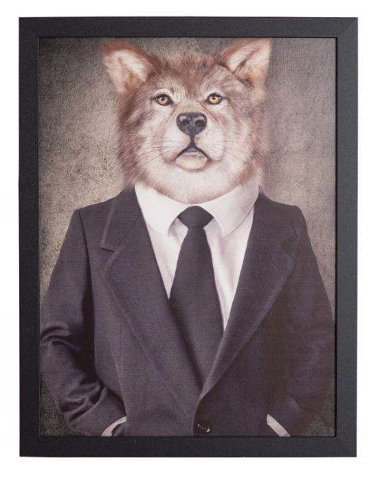 Gerahmtes Bild LORNA 30x40 cm Motiv Wolf / Rahmen schwarz von Spiegelprofi
