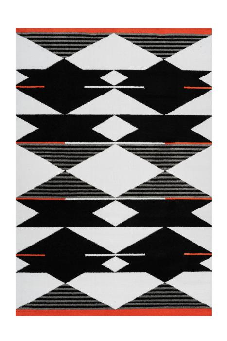 80x150 Teppich Broadway 500 Schwarz / Weiß / Rot von Arte Espina
