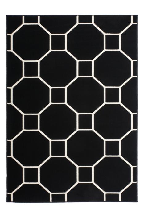 80x150 Teppich Lina 100 Schwarz / Elfenbein  von Kayoom