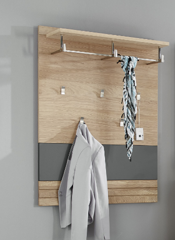 Garderobenpaneel ACHAT von Wohn-Concept Wildeiche Bianco massiv / graphit Möbelbauplatte
