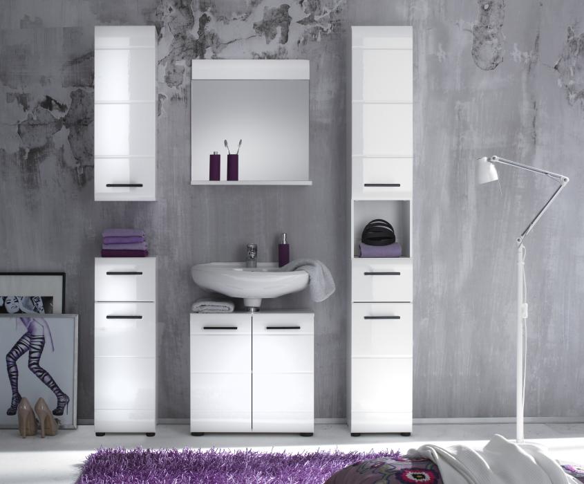 Badezimmer 5-tlg Skin/Gloss von Trendteam Weiß Hochglanz Tiefzieh