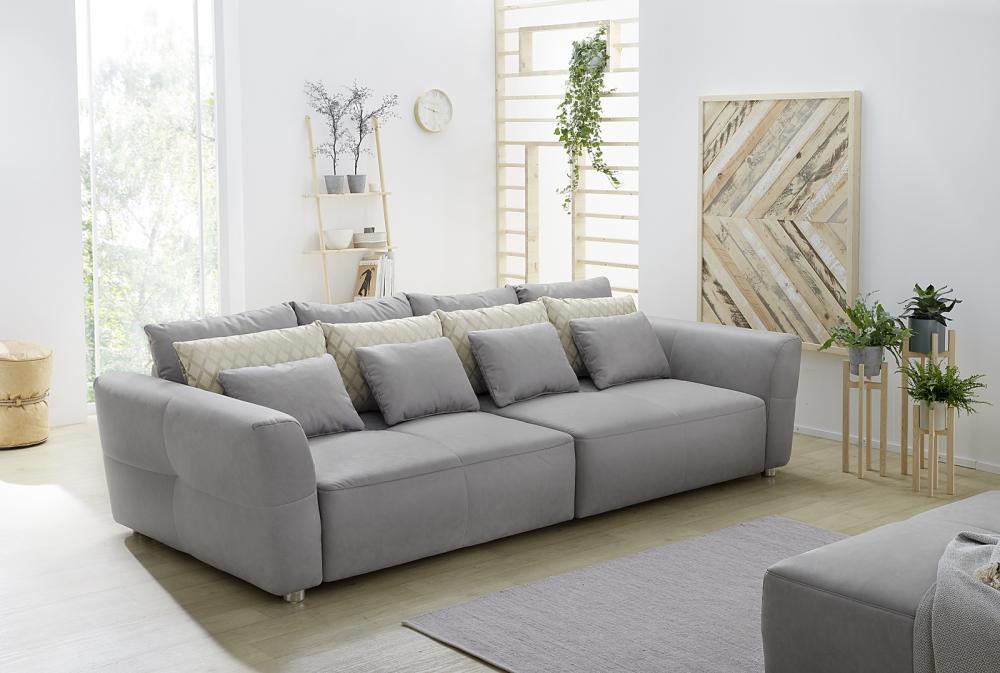 Big Sofa 300 cm breit XXL Couch Grau GULLIVER