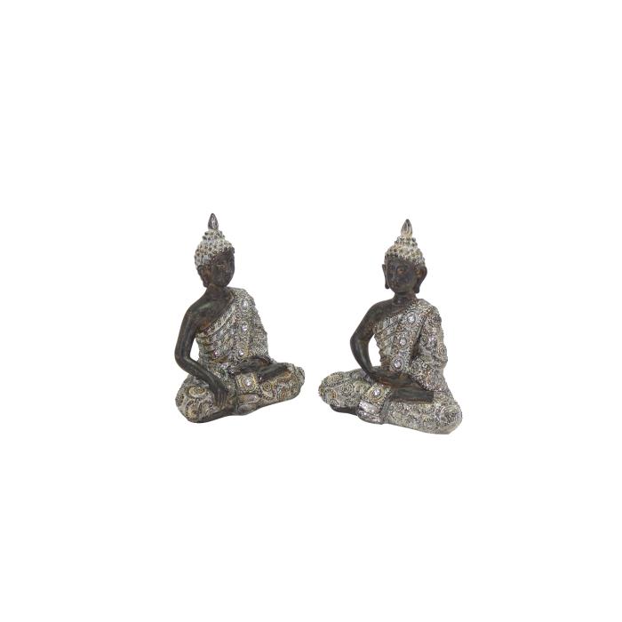 Deko Buddha sitzend 'Mystic' 17 cm hoch 2 Sorten braun / silber von Werner Voss