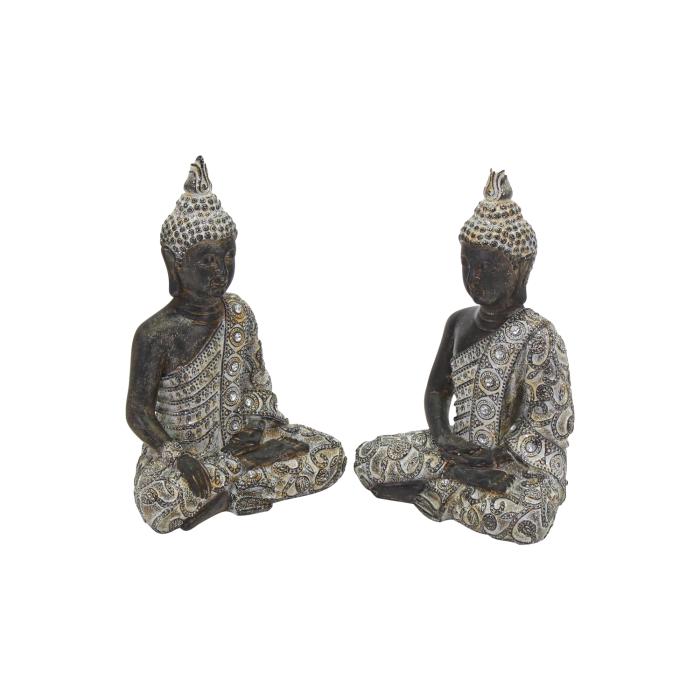 Deko Buddha sitzend 'Mystic' 23 cm hoch 2 Sorten braun / silber von Werner Voss