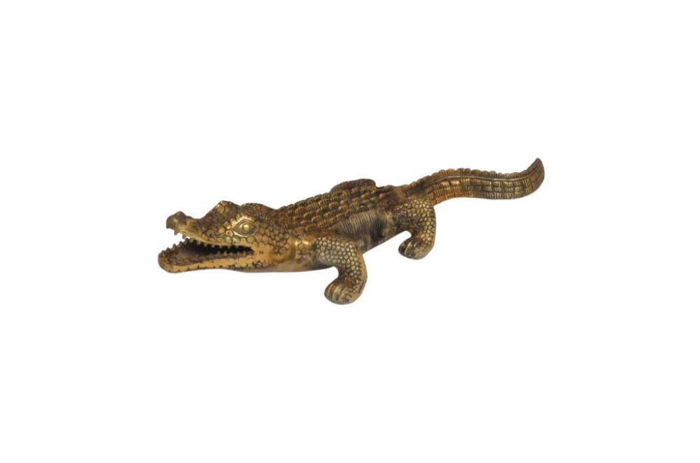 Deko-Figur Aligator 3 Antik Gold