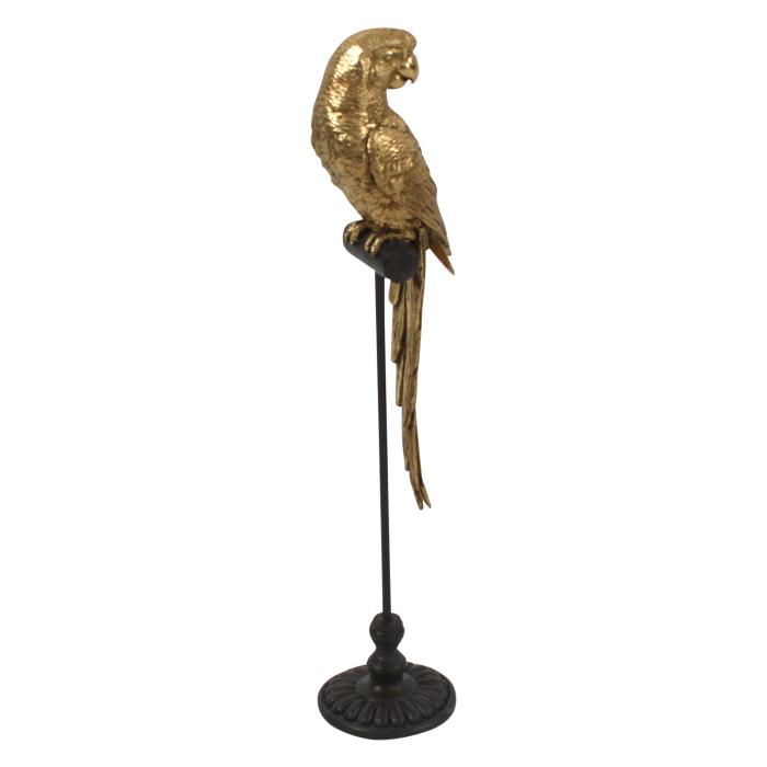 Deko Papagei auf Stange 64 cm hoch Gold / Schwarz von Werner Voss