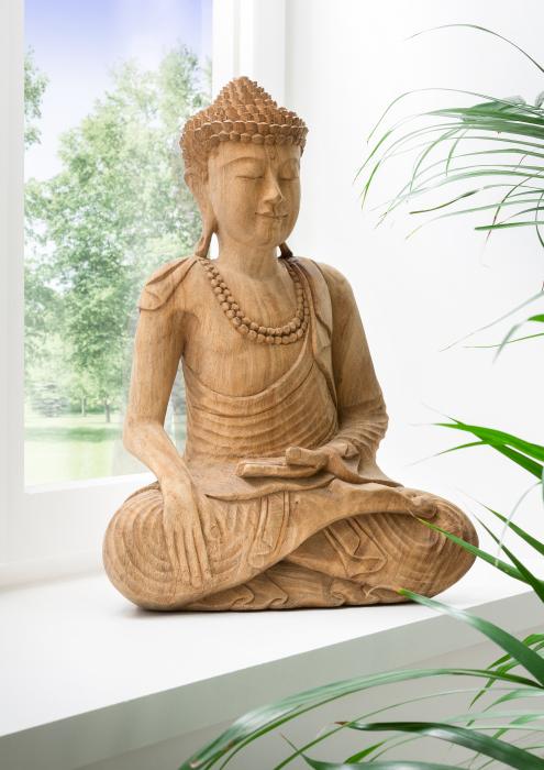 Dekofigur Buddha klein 1 Stück MALI Suar Holz Natur Hellbraun