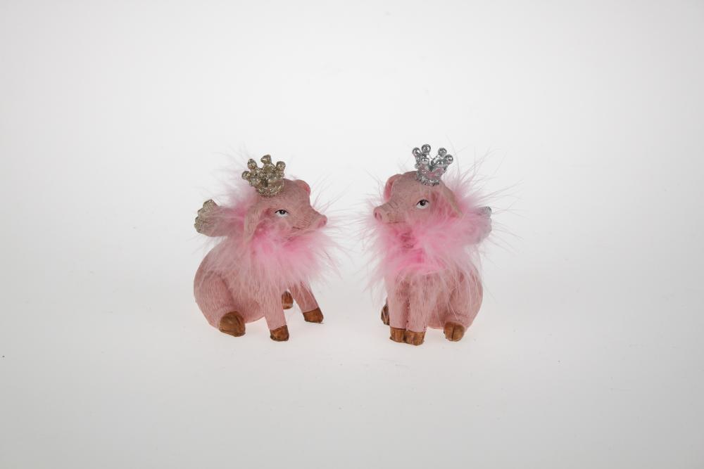 Dekofigur Schweinchen Pink Queen 1 Stück Pink von Werner Voss