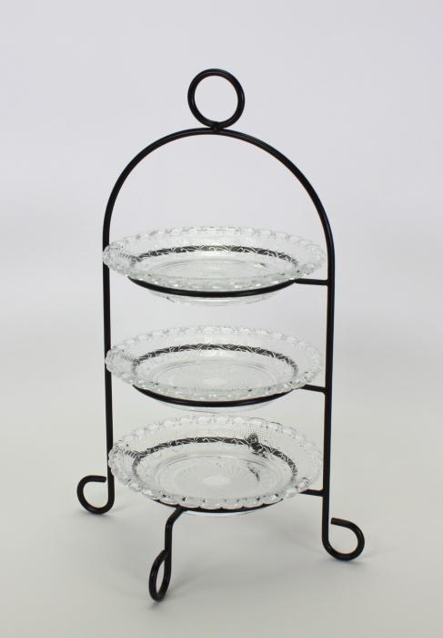 Etagere mit 3 Glastellern Eisen schwarz / Glas von Werner Voss