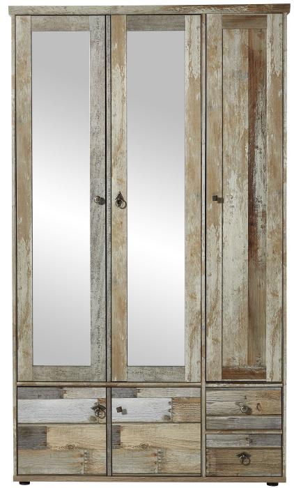 Garderobenschrank 3-trg inkl Spiegel Bonanza von Innostyle Driftwood Vintagelook Dekor