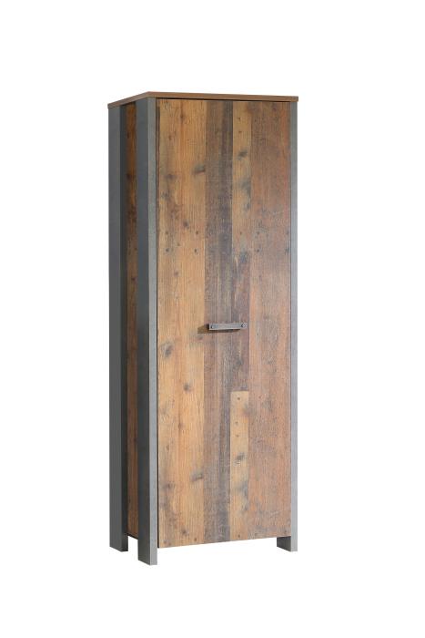 Garderobenschrank klein 67 cm breit CLIF von Forte Old Wood Vintage / Betonoptik Dunkelgrau i