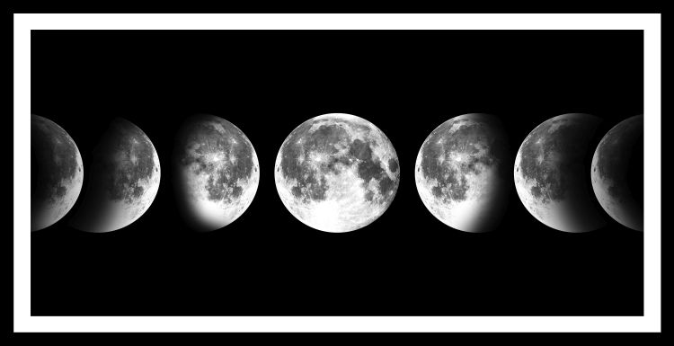 Gerahmtes Bild KAMI 25x50 cm Motiv Moon / Rahmen schwarz von Spiegelprofi
