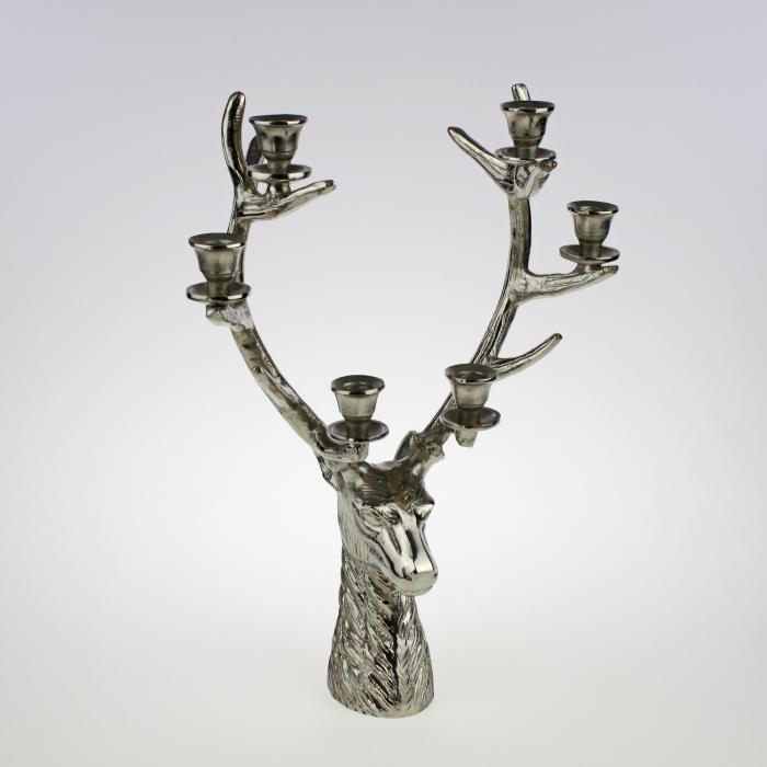 Kerzenhalter Hirsch 52 cm hoch Silber von Werner Voss