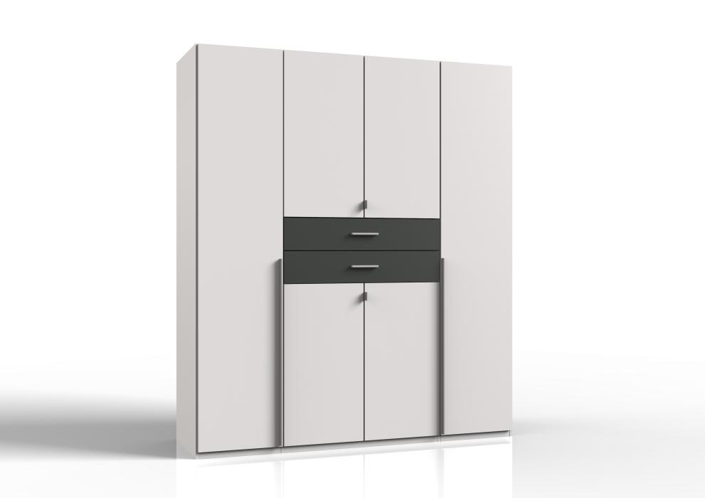 Kleiderschrank 180 cm breit mit Schubladen DENVER Weiß Grau