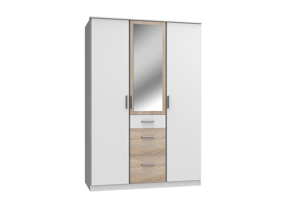 Kleiderschrank ca 140 cm breit mit Spiegel und Schubladen JOKER von WIMEX weiß