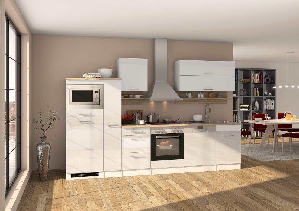 Küchenblock 310 inkl E-Geräte von PKM (5 tlg) MAILAND von Held Möbel Weiss / Eiche Sonoma