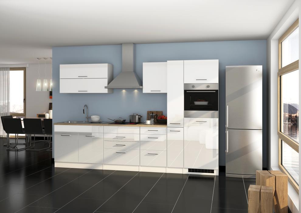 Küchenblock 320 inkl E-Geräte von PKM autark (4 tlg) MAILAND von Held Möbel Weiss / Eiche Sonoma