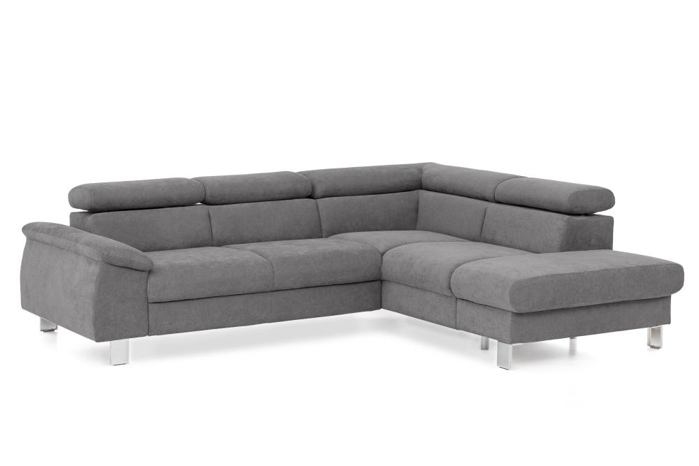 L Sofa mit Schlaffunktion und Bettkasten Grau 207 x 249 cm MICKY