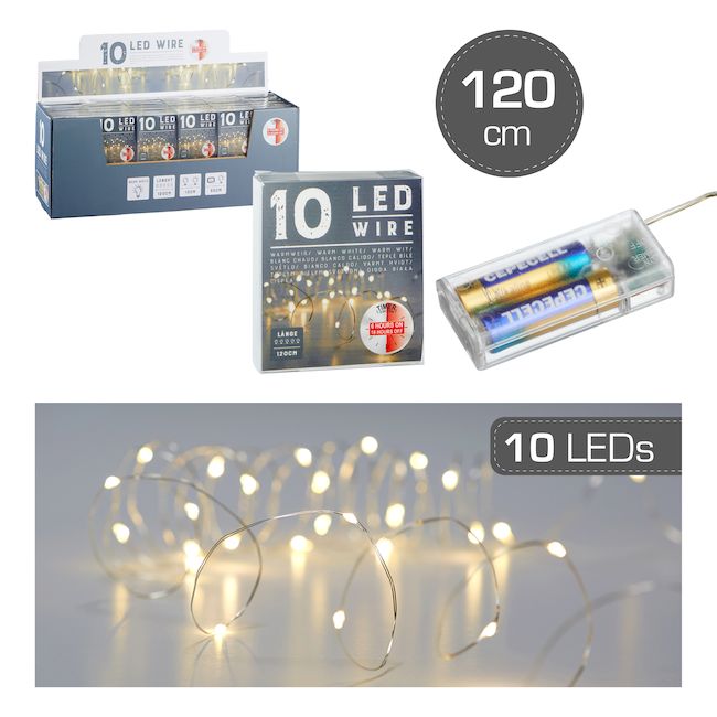 Lichterkette 10 LED MIKRO inkl Timer 120 cm lang von CEPEWA Silber / Weiss