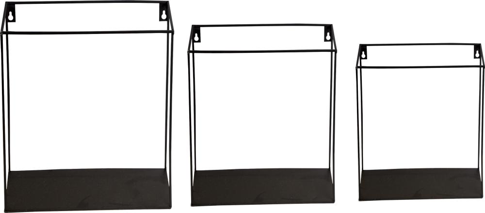 Metallregal 3er Set MOSEL 35x25cm 30x21,5cm 25x15cm Tiefe 8,3cm schwarz von Spiegelprofi