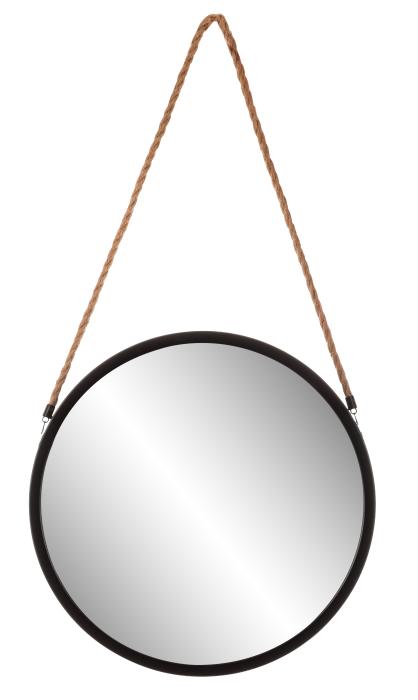 Metallspiegel Kordelaufhänger HANNAH D30 cm schwarz von Spiegelprofi