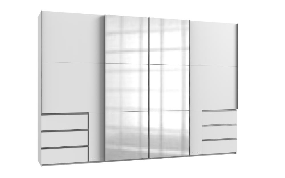 Schiebetürenschrank 350 cm mit Spiegel und Schubladen LEVEL36 A von WIMEX Weiß