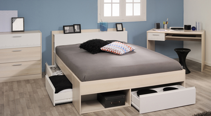 Schlafzimmer 3-tlg. Inkl 160x200 Bett Most 60 von Parisot Akazie / Weiß
