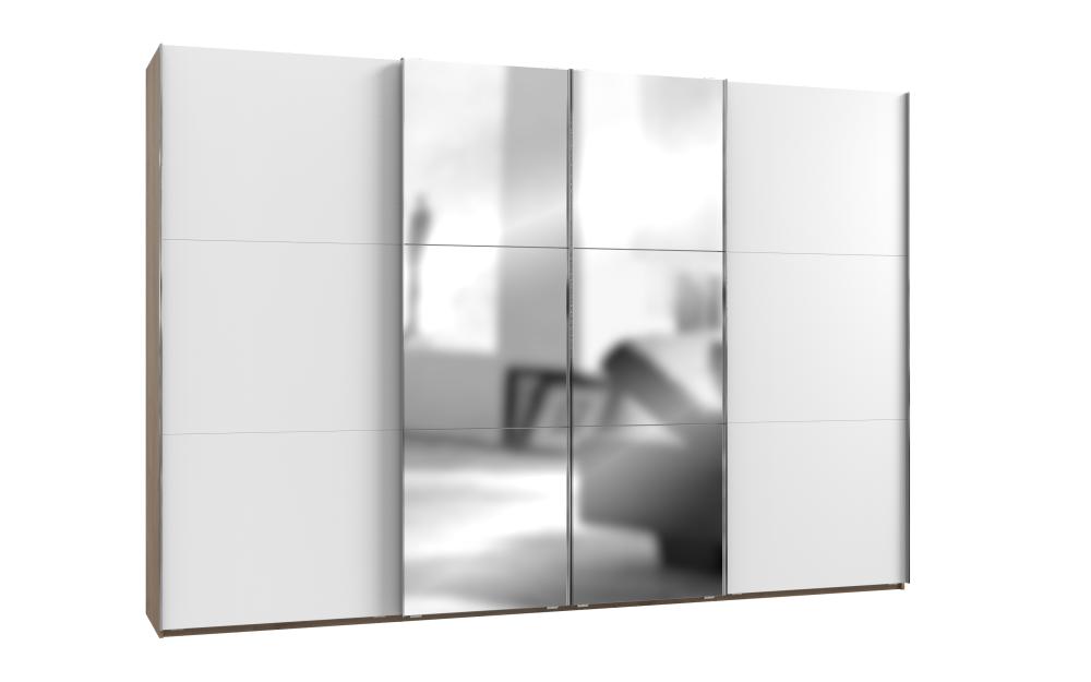 Schwebetürenschrank 350 cm mit Spiegel inkl. Syncro-Technik LEVEL36 A von WIMEX Weiß