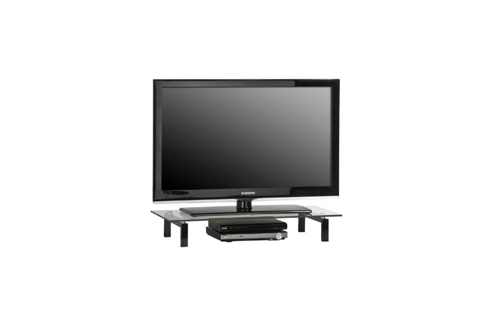 TV-Glasaufsatz Podest ca 80 cm breit Media 1603 von MAJA Metall schwarz / Klarglas
