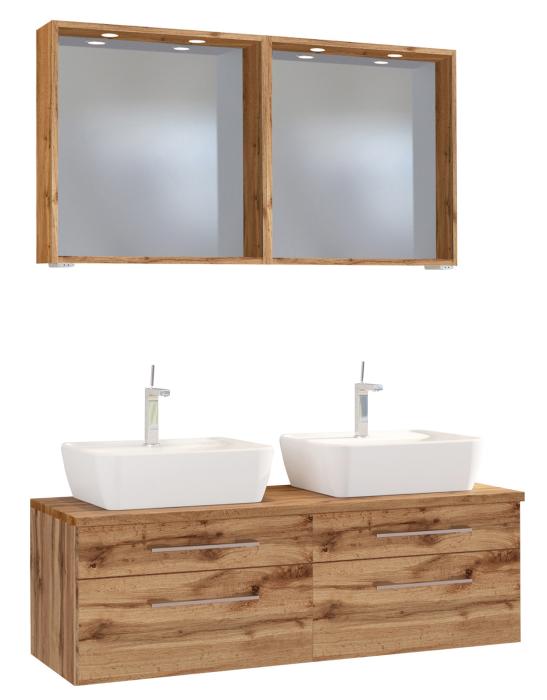 Waschtisch-Set 120 mit Spiegelpaneel Davos von Held Möbel Wotan Eiche