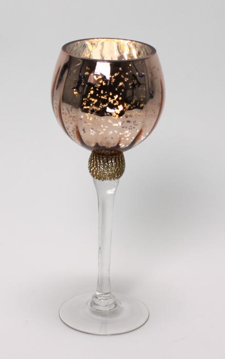 Windlicht auf Fuß 'Blush' 30 cm hoch champagner von Werner Voss