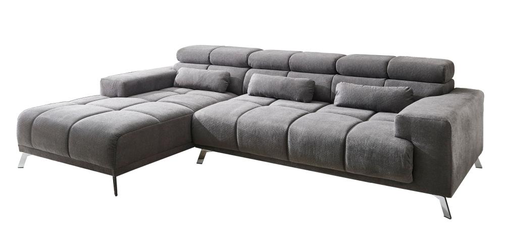 Wohnlandschaft Big Sofa mit Schlaffunktion Grau 201 x 285 cm SPEED