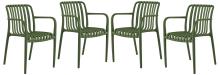 Gartenstühle 4er Set Wasserfest und Stapelbar Modern Grün