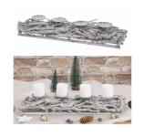 Adventsleuchter 1 Stück  ca. 55x7x14 eckig inkl. 4 Kerzentüllen cm Holz Metall