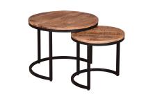 Couchtisch-Set IRON / Mango Massiv - Metall