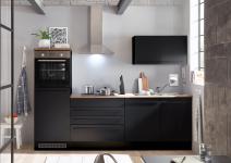 Küchenblock 260 cm inkl. Elektro-Set inkl. Einbauspüle Jazz 6 von Bega Schwarz Matt