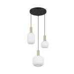 Pendelleuchte 3xE27  Matt / Messing / Glas opal 1 Stück Glas / Metall Weiß, Schwarz, Gelb