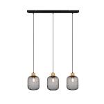 Pendelleuchte 3xE27  1 Stück Metall / Holz Schwarz
