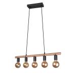 Pendelleuchte 5x E27 Natur 1 Stück Metall / Sisal Hellbraun, Schwarz