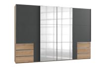 Schwebetürenschrank 4trg mit 2 Spiegel inkl. Syncro-Technik LEVEL36 A von WIMEX Grau