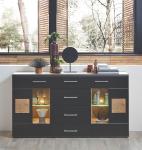 Sideboard inkl. LED-Beleuchtung SONATE von Innostyle Eiche Altholz / Schwarz supermatt