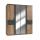 Drehtürenschrank mit Spiegel und Schubladen ca 180 breit KOBLENZ Plankeneiche NB / Graphit