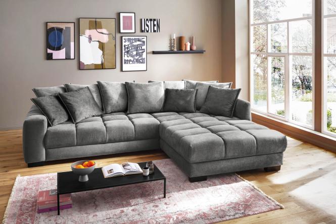 Ecksofa inkl. 7 Rückenkissen variabel montierbar ca. 304x228 cm Anthrazit günstig online kaufen