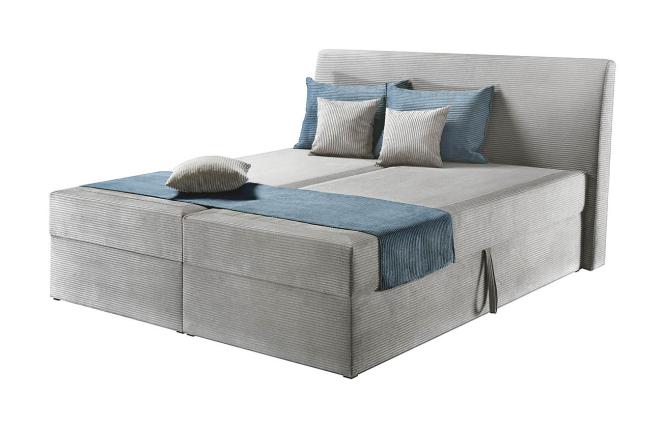 180x200 Boxspringbett mit Kopfteil inkl. Bettkasten Cord Grau günstig online kaufen