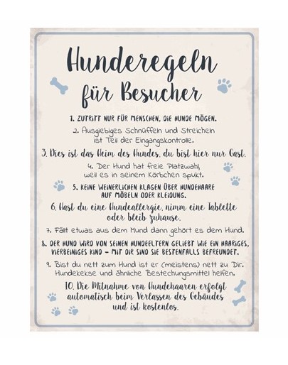 Bild  ca. 30 x 40 cm HUNDREGELN MDF/ Papier günstig online kaufen
