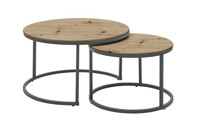 Couchtisch 2er Set ca.80x42+60x38 cm Artisan / Metall schwarz günstig online kaufen