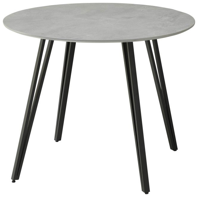 Esstisch rund ca. 100x75x100 cm Melamin Stein / Schwarz günstig online kaufen
