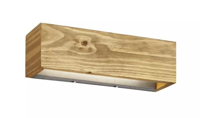 LED-Wandleuchte 37 cm breit 1 Stück Holz / Metall Hellbraun günstig online kaufen