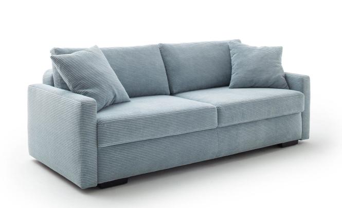 Schlafsofa inkl. Bettkasten und Topper Blau / Grau günstig online kaufen